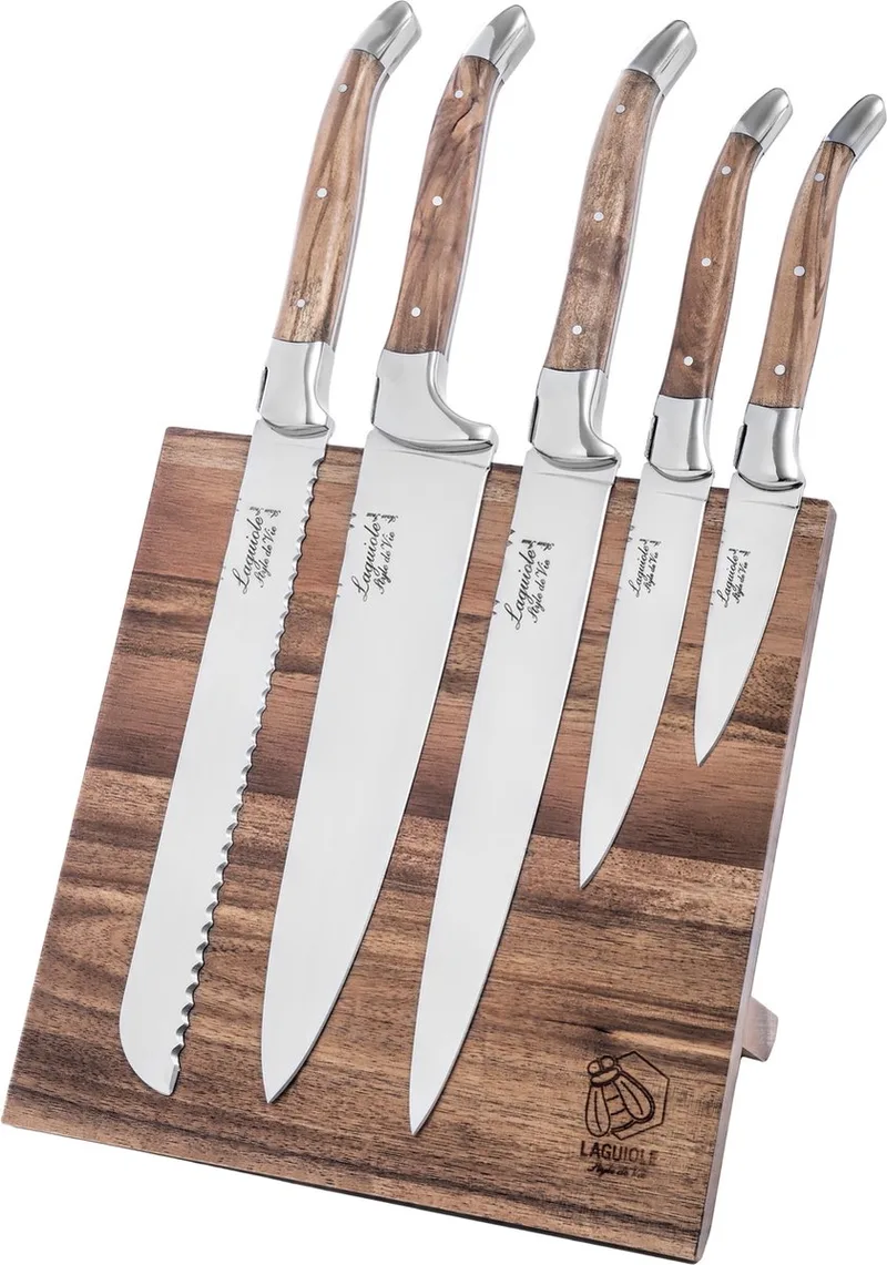 Messenblok Luxury Line - 5-delig - Olijfhout de Laguiole Style de Vie en Hout – photo produit