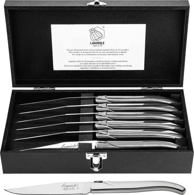 Steakmessen Luxury Line - 6-delig by Laguiole Style de Vie in Rvs – product photo