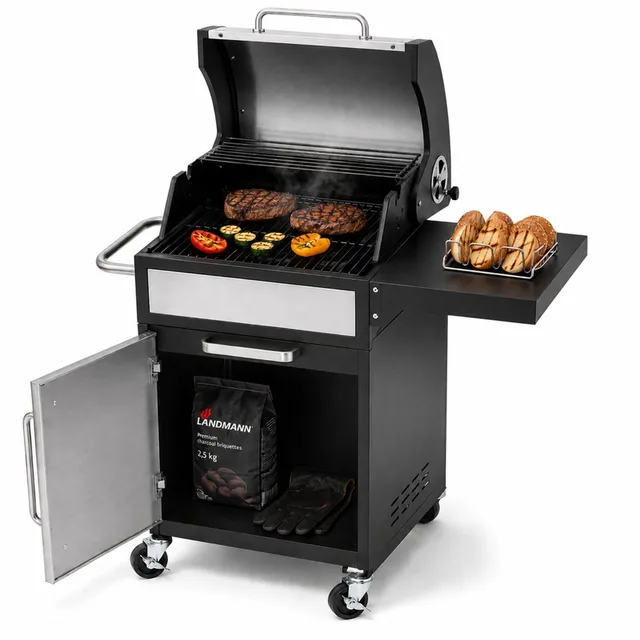 GrillChef Houtskoolbarbecue - 96 cm - Gietijzeren Rooster - Met Deksel