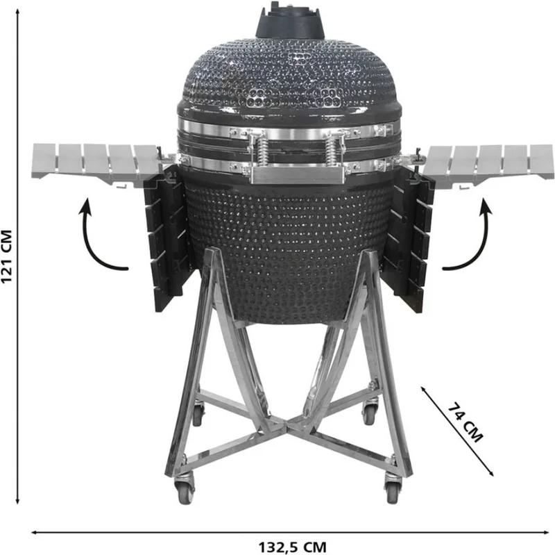 Kamado 22inch met trolley 74x132x121cm van Landmann in Antraciet – productfoto