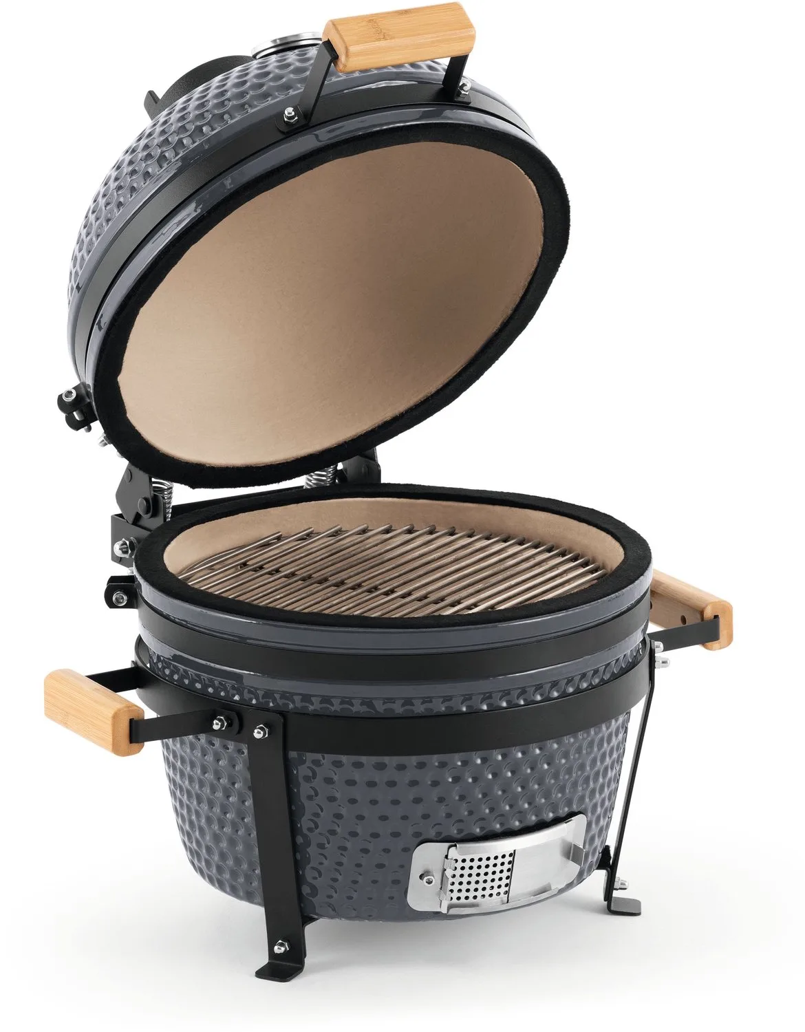 Kamado BBQ 16 inch Grijs - Keramische Grill - MLS Pizzasteen - Houtskoolbarbecue Ø35,5 cm - BBQ Egg - Thermometer - 4-6 Personen van Landmann in Antraciet – productfoto