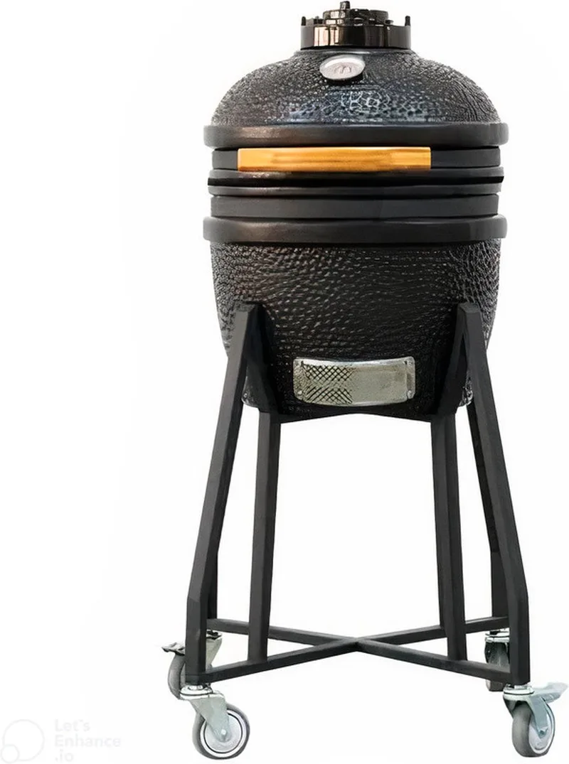 Kamado BBQ 38 cm – Keramische Houtskoolbarbecue – Compacte Tuin Grill von Landmann in Schwarz – Produktfoto
