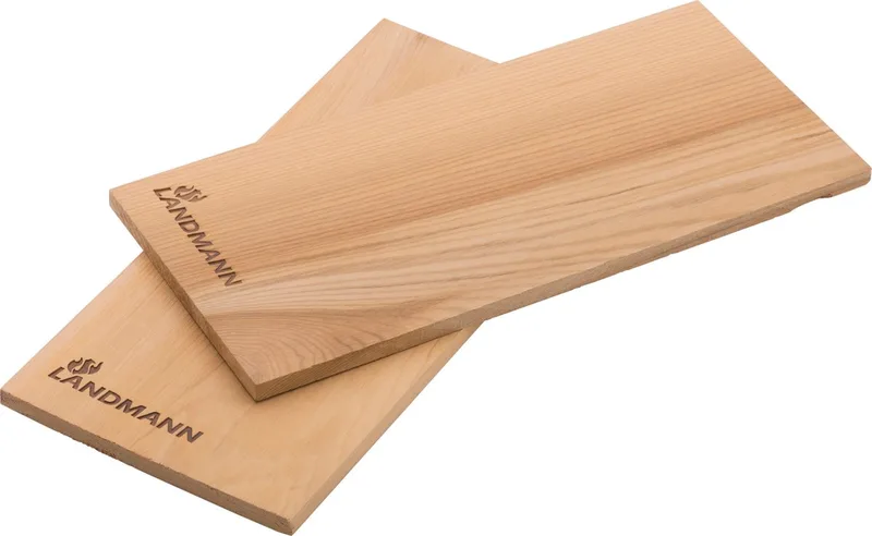 Rookplank Cederhout - Set van 2 stuks - mild van smaak - 14 x 30 x 1 cm - Rookplankje cederhout - Rookplank BBQ - Rookplankjes kamado von Landmann – Produktfoto