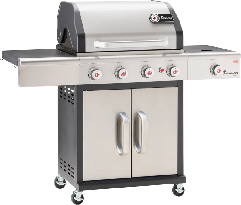 Triton MaxX PTS 4.1 Barbecue - Gas - Gietijzeren Roosters - 4 Pits - Gas BBQ - Gasbarbecue från Landmann i Silver – produktbild