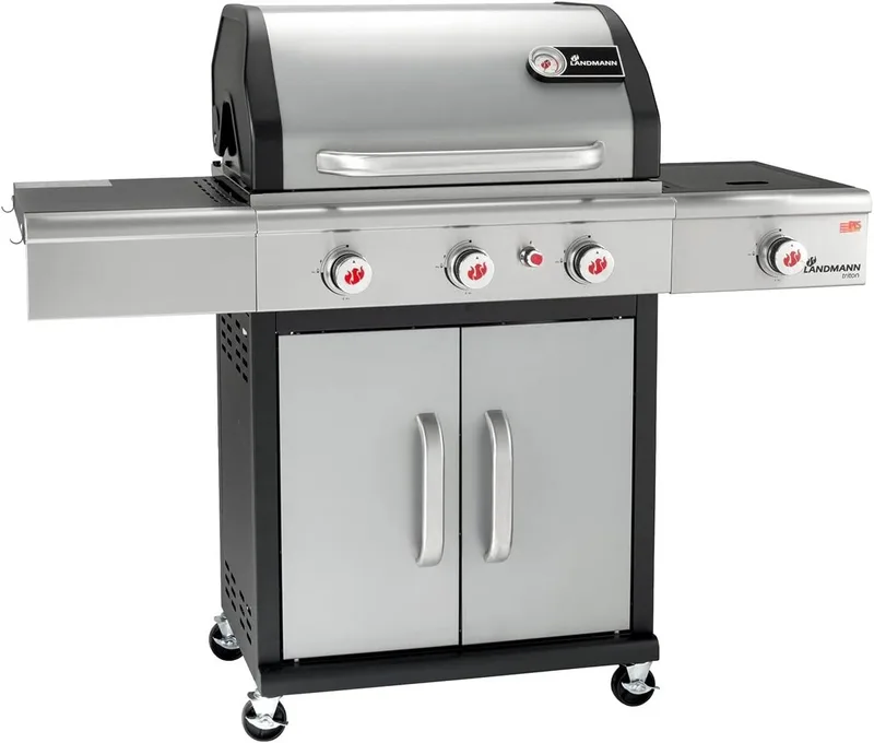 Triton PTS 3.1 Gas BBQ - Zijbrander - 3 Branders - 140 cm - Edelstaal - Gietijzeren Rooster van Landmann in Zwart, Roestvrijstaal – productfoto