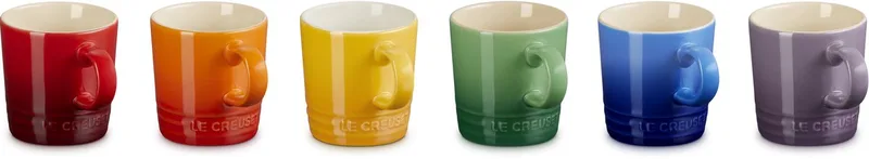 Aardewerk Regenboog Espresso Mokken | 100ml | 6 stuks by Le Creuset in Red, Orange, Blue, Green, Yellow, Purple – product photo