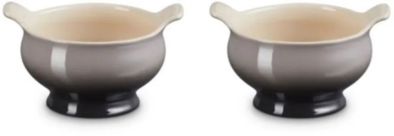aardewerk set van 2 heritage soepkommen 11 cm / 0.6 liter by Le Creuset in Flint – product photo