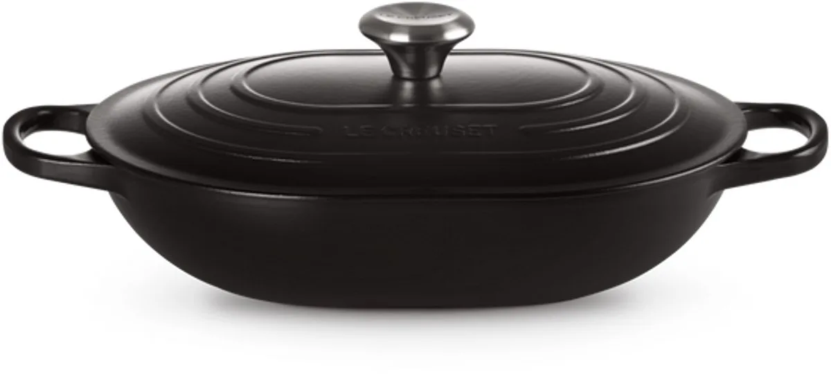 Braadpan Oblong Signature Mat - 3.4 Liter van Le Creuset in Zwart – productfoto