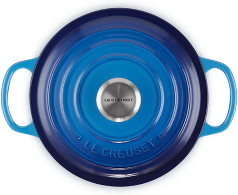 Braadpan Signature – Ø 20 cm / 2,4 Liter – Ronde Gietijzeren Braadpan in Heldere Azuren Tint – Voor Dagelijkse Gerechten – Geschikt voor Inductie, Oven en BBQ – Duurzaam Emaille met Ergonomische Handgrepen by Le Creuset in Azure – product photo