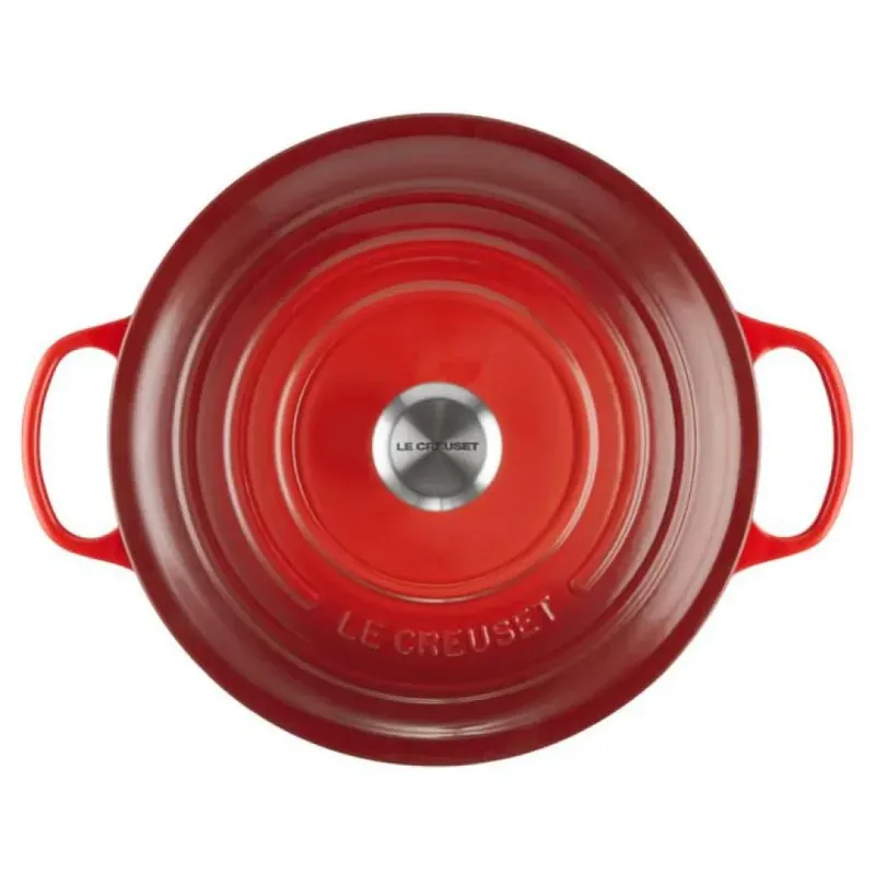 Braadpan Signature – Ø 22 cm / 3,3 Liter – Ronde Gietijzeren Braadpan – In Levendige Kersenrode Tint – Voor Stoven, Braden of Soepen – Geschikt voor Inductie, Oven en Vaatwasser van Le Creuset in Kersenrood – productfoto 4 van 4