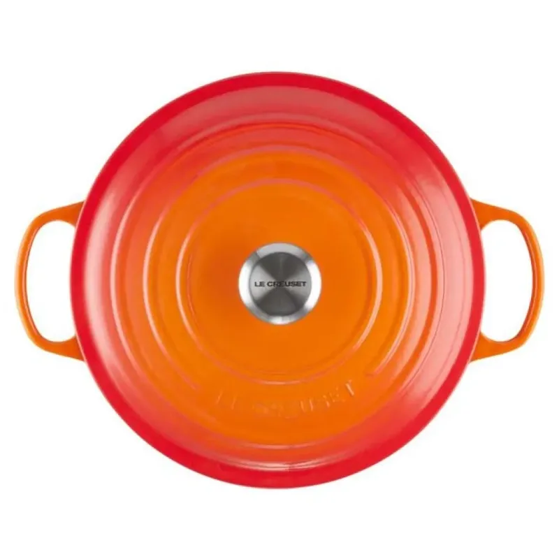Braadpan Signature Oranjerood – Ø 26 cm / 5,3 Liter – Grote Ronde Stoofpan van Gietijzer – Voor Gezinsmaaltijden, Stoven of Langzaam Garen – Iconisch Oranje Design – Duurzaam, Hittebestendig en Geschikt voor Oven en Inductie fra Le Creuset i Oranje Rood – produktbillede 3 af 4