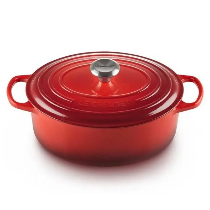 Braadpan Signature Ovaal – Ø 29 cm / 4,7 Liter – Klassieke Ovale Gietijzeren Braadpan – Rode Emaille Coating – Voor Braden, Stoven en Serveren – Geschikt voor Oven, Inductie en Meer by Le Creuset in Kersenrood – product photo 4 of 5