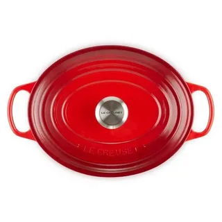 Braadpan Signature Ovaal – Ø 29 cm / 4,7 Liter – Klassieke Ovale Gietijzeren Braadpan – Rode Emaille Coating – Voor Braden, Stoven en Serveren – Geschikt voor Oven, Inductie en Meer by Le Creuset in Kersenrood – product photo 2 of 5