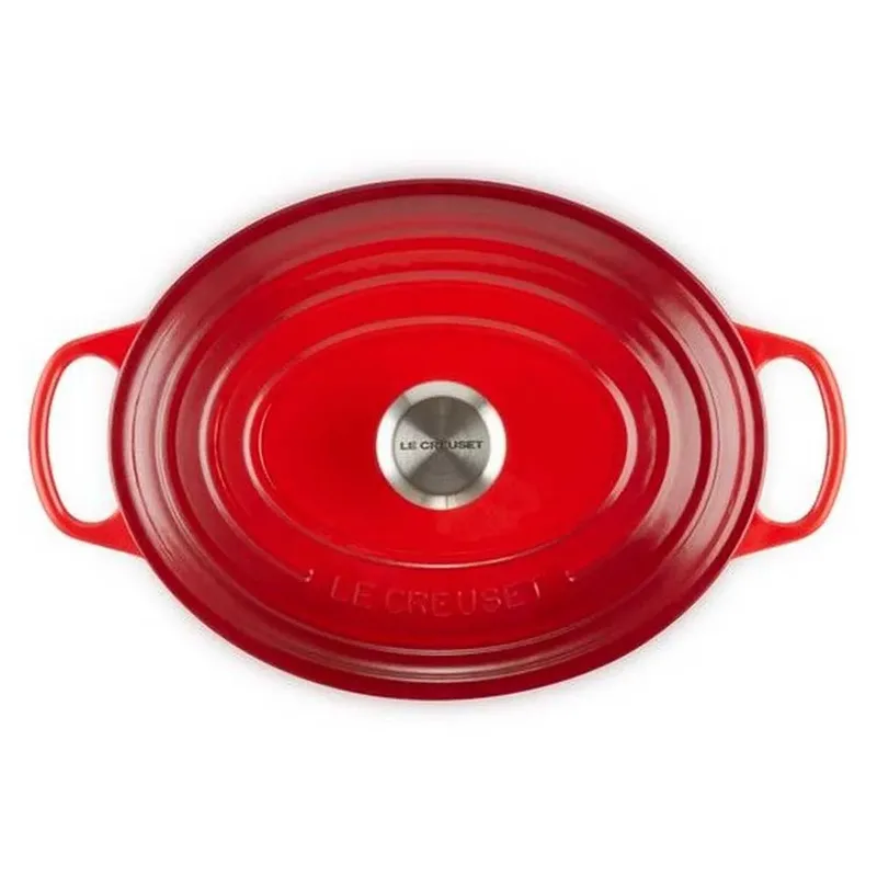 Braadpan Signature Ovaal – Ø 29 cm / 4,7 Liter – Klassieke Ovale Gietijzeren Braadpan – Rode Emaille Coating – Voor Braden, Stoven en Serveren – Geschikt voor Oven, Inductie en Meer by Le Creuset in Kersenrood – product photo 2 of 5