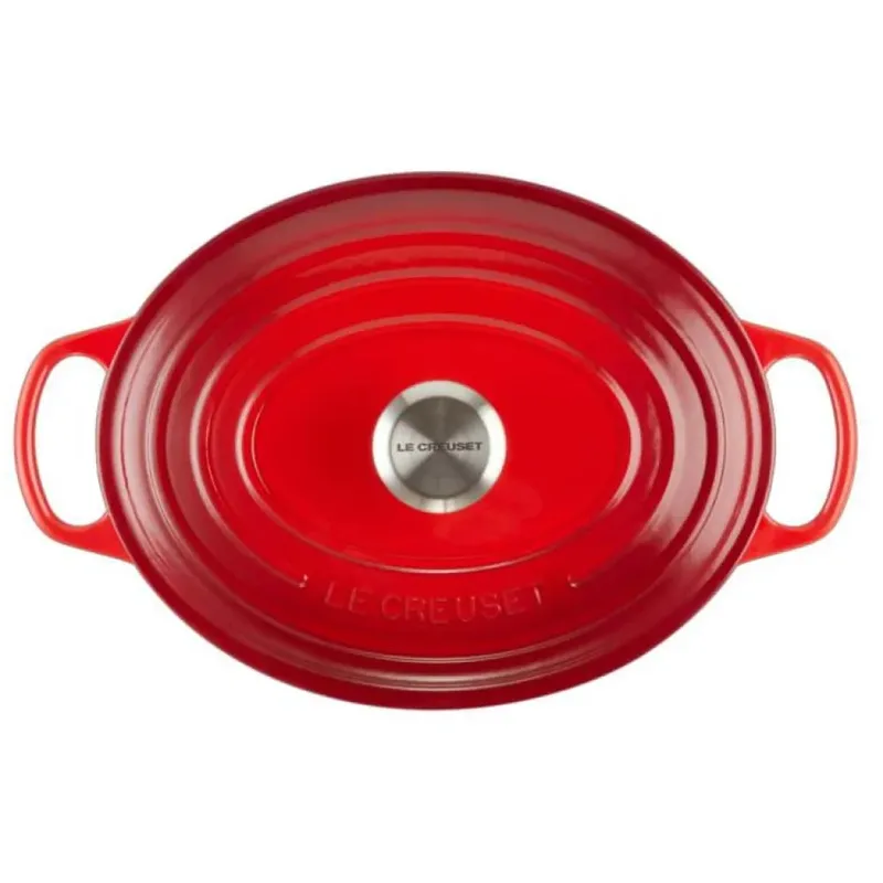 Braadpan Signature Ovaal – Ø 31 cm / 6,3 Liter – Grote Gietijzeren Stoofpan – Ovale Vorm voor Braadstukken en Gevogelte – In Levendige Rode Emaille – Voor Oven, Inductie en Groot Gasfornuis by Le Creuset in Kersenrood – product photo 2 of 4