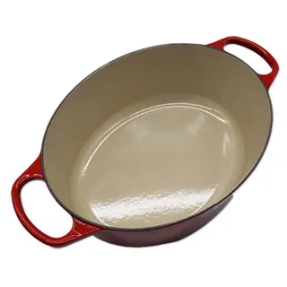 Braadpan Signature Ovaal – Ø 31 cm / 6,3 Liter – Grote Gietijzeren Stoofpan – Ovale Vorm voor Braadstukken en Gevogelte – In Levendige Rode Emaille – Voor Oven, Inductie en Groot Gasfornuis by Le Creuset in Kersenrood – product photo 4 of 4