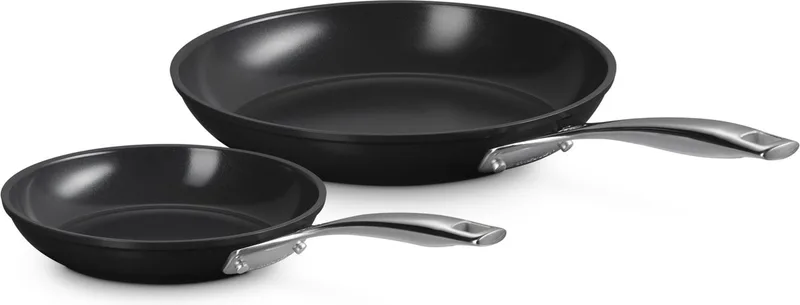 Essential Non Stick Koekenpannenset 24 + 28 cm - Keramische Antiaanbaklaag - Inductie​ - PFAS vrij de Le Creuset en Noir – photo produit