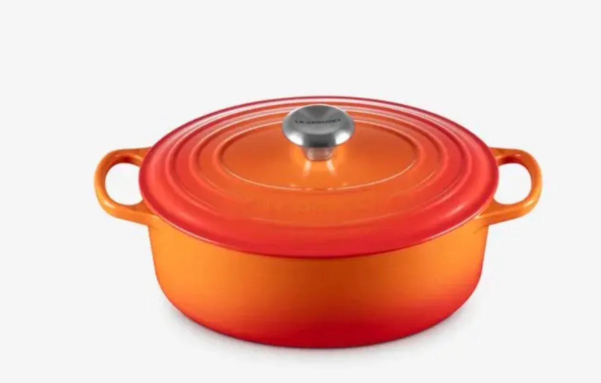 geëmailleerde gietijzeren braadpan met deksel - ovaal, 25 cm, 3,2 liter kleur van Le Creuset in Vulcano – productfoto