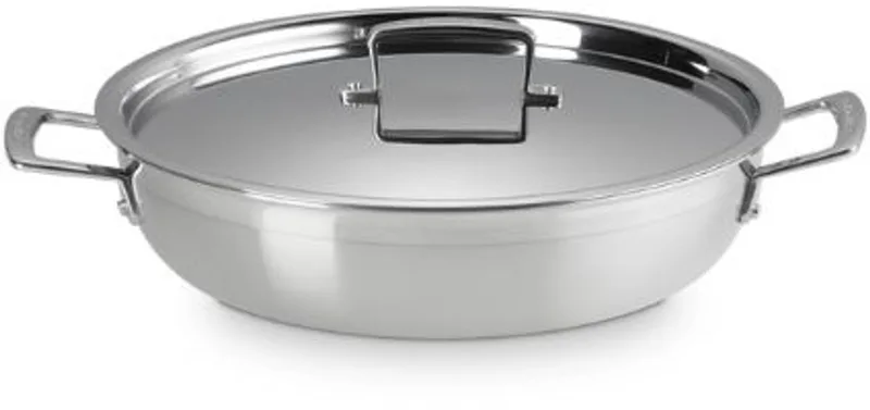 Le Creuset 3-laags roestvrijstalen braadpan met antiaanbaklaag | Deksel | 30 cm | 4,8 l de Le Creuset en Rvs – photo produit
