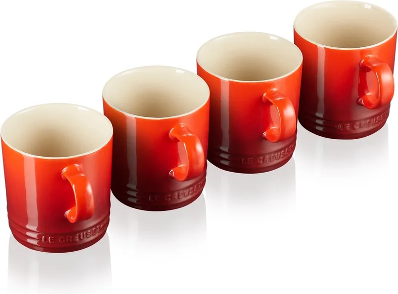 Le Creuset - 4 mokken in cadeauverpakking by Le Creuset in Kersenrood – product photo