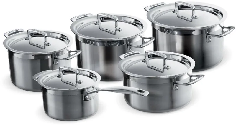 Magnetik Pannenset - Kookpannen met deksel - 5-delig - Inductie von Le Creuset in Rvs – Produktfoto