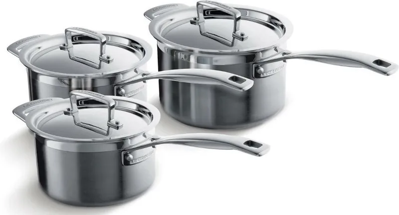 Magnetik Pannenset - Steelpannen - 3-delig - Inductie - Met deksel de Le Creuset en Rvs – photo produit