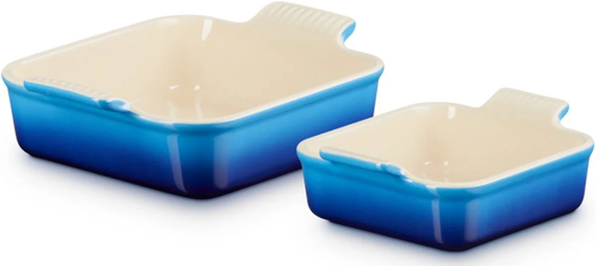 Ovenschaal Vierkant - Set Van 2 Stuks - Azure van Le Creuset in Blauw – productfoto