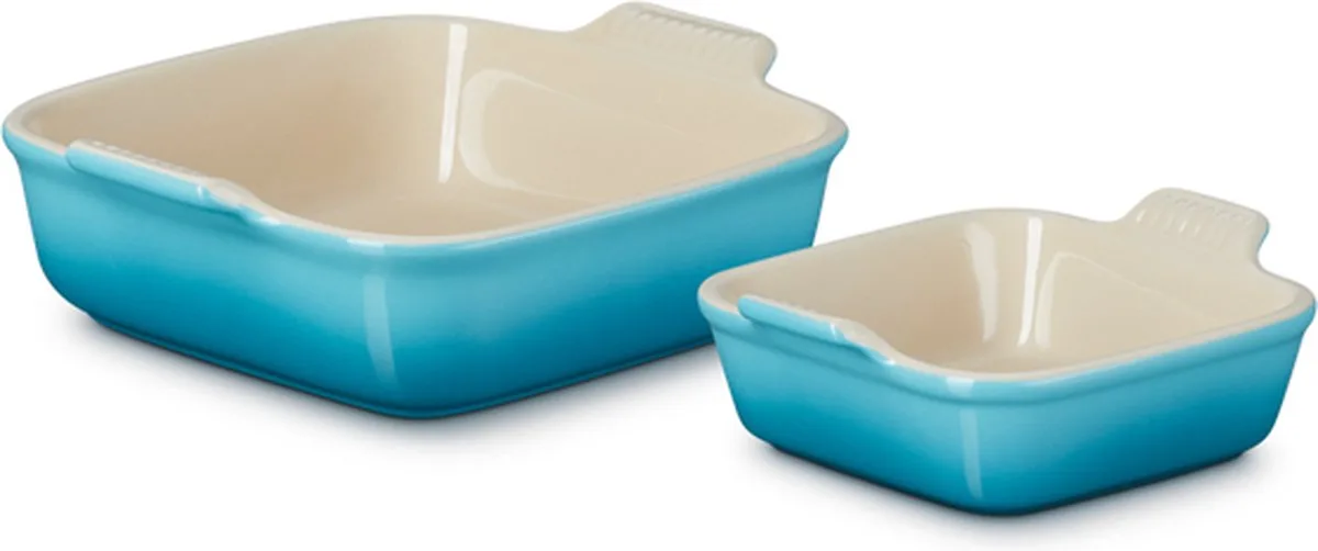 Ovenschaal Vierkant - Set Van 2 Stuks - Caribean Blue van Le Creuset in Blauw – productfoto