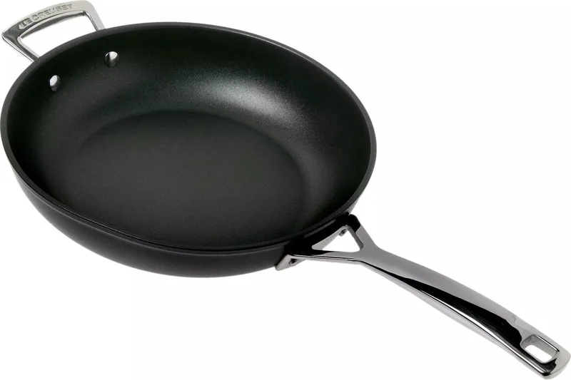 Pannenset - Les Forgées TNS - 1x koekenpan ø 24 en 1x Sauteerpan 28 cm - Standaard anti-aanbaklaag de Le Creuset en Noir, Rvs – photo produit