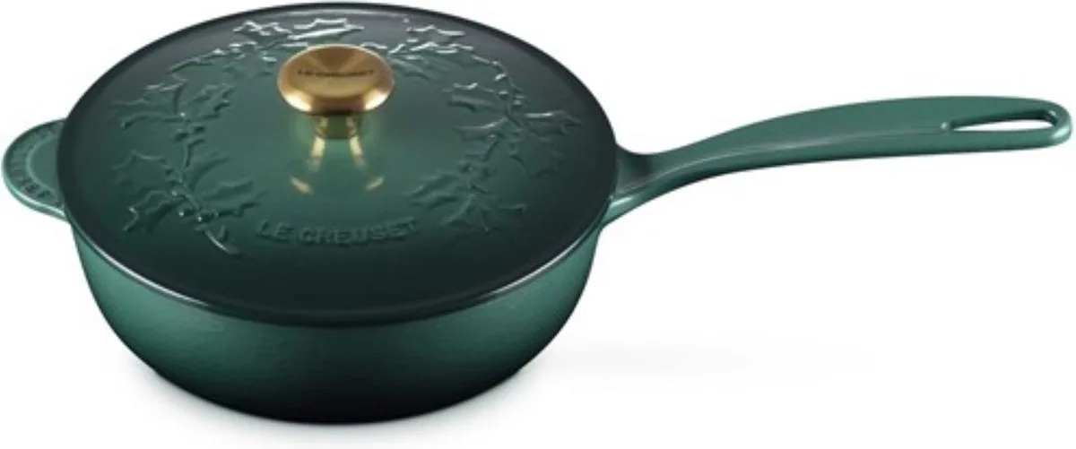 Sauspan Holly met Goudkleurig Knop 21cm 2l Gietijzer van Le Creuset in Artichaut – productfoto
