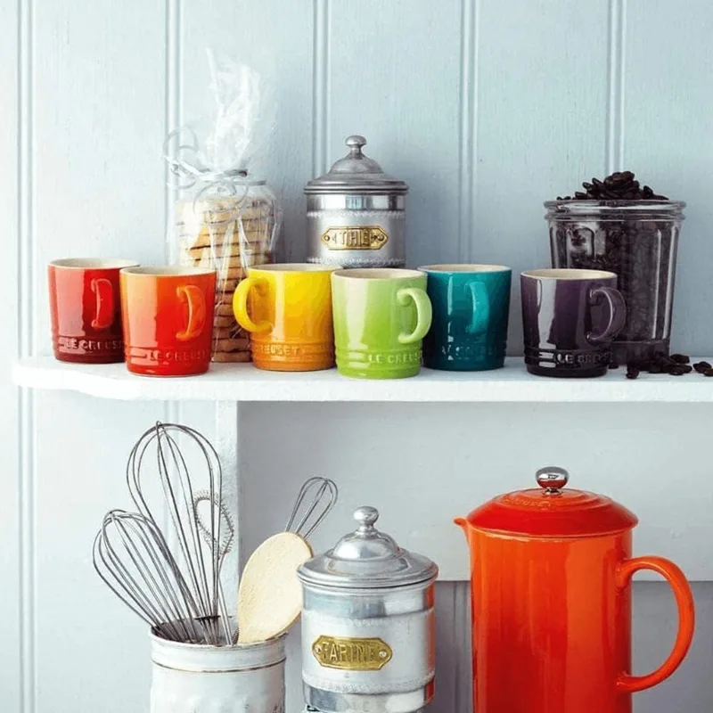 Set van 6 espressokopjes van aardewerk, 100 ml Vertaling: Set van 6 espressokopjes gemaakt van aardewerk, 100 ml. de Le Creuset en Multicolore – photo produit