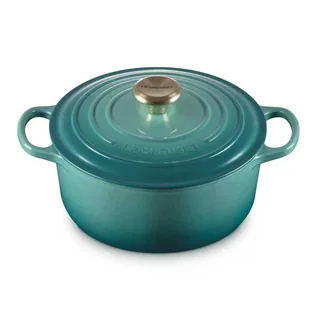 Ronde stoofpan Signature Collection van gietijzer, in verschillende formaten van Le Creuset in Blauw – productfoto 2 van 6