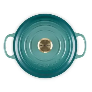 Ronde stoofpan Signature Collection van gietijzer, in verschillende formaten van Le Creuset in Blauw – productfoto 4 van 6