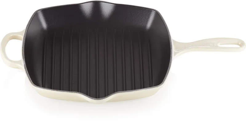 Signature Vierkante Grillpan 26cm de Le Creuset en Meringue – photo produit