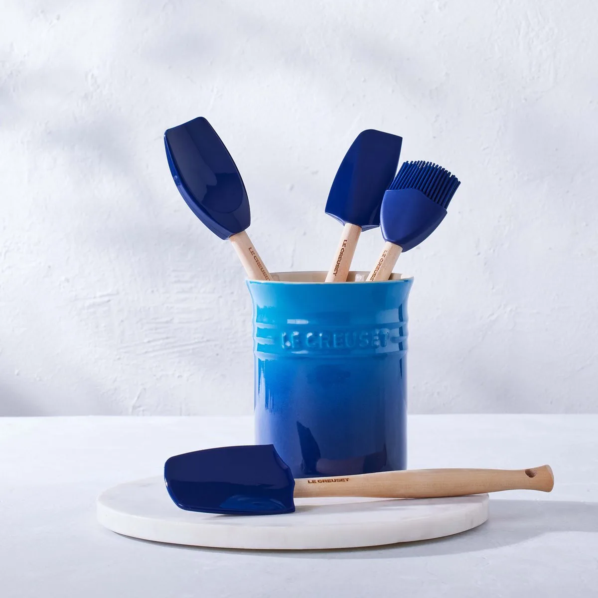Spatelset - Met spatelpot - Aardewerk - 5-delig van Le Creuset in Azure – productfoto
