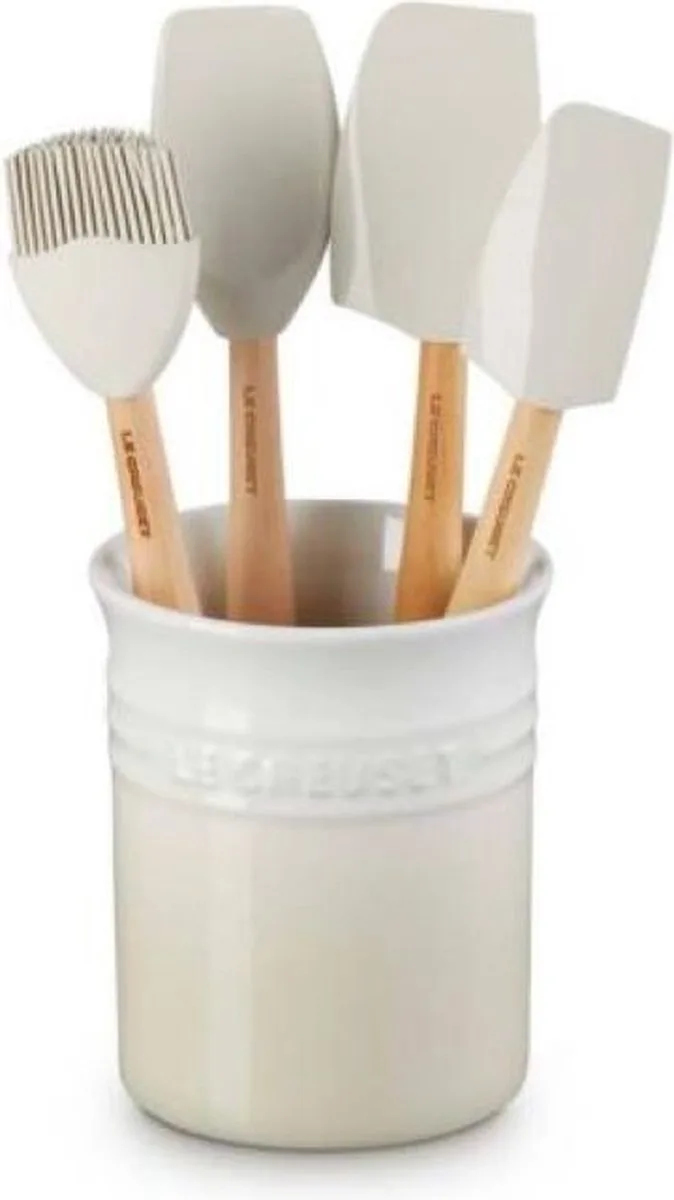 Spatelset - Met spatelpot - Aardewerk - 5-delig van Le Creuset in Meringue – productfoto