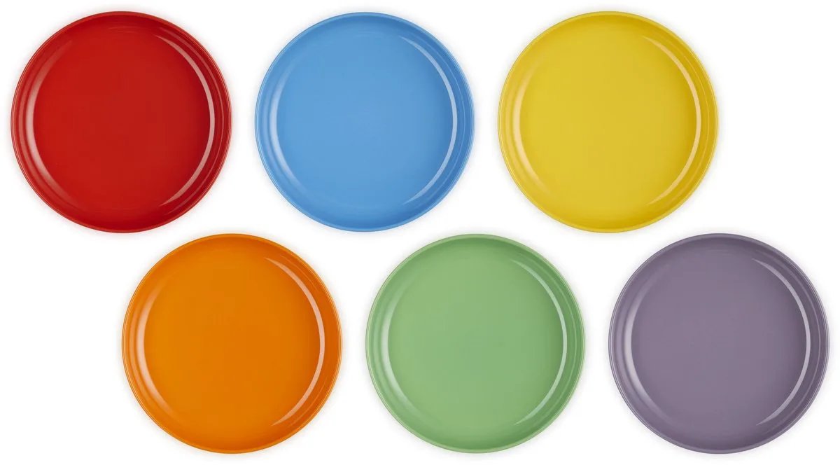 Vancouver Diepe Borden Coupe 22 cm Regenboog Kleuren Set Van 6 de Le Creuset en Rouge, Orange, Bleu, Vert, Jaune, Violet – photo produit