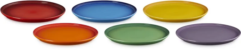 Vancouver Dinerborden Coupe 27 cm Regenboog Kleuren Set Van 6 de Le Creuset en Rouge, Orange, Bleu, Vert, Jaune, Violet – photo produit