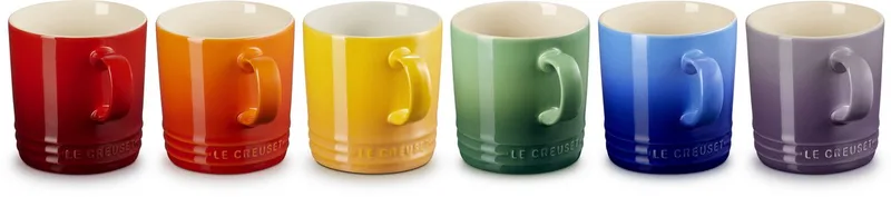 Vancouver Mokken 350 ml Regenboog Kleuren Set Van 6 by Le Creuset in Red, Orange, Blue, Green, Yellow, Purple – product photo