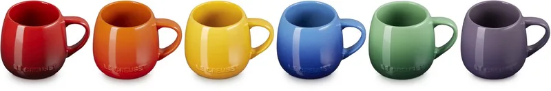 Vancouver Mokken Coupe 320 ml Regenboog Kleuren Set Van 6 by Le Creuset in Red, Orange, Blue, Green, Yellow, Purple – product photo