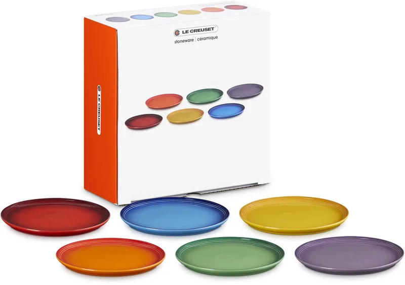 Vancouver Ontbijtborden Coupe 22 cm Regenboog Kleuren Set Van 6 von Le Creuset in Rot, Orange, Blau, Grün, Gelb, Lila – Produktfoto