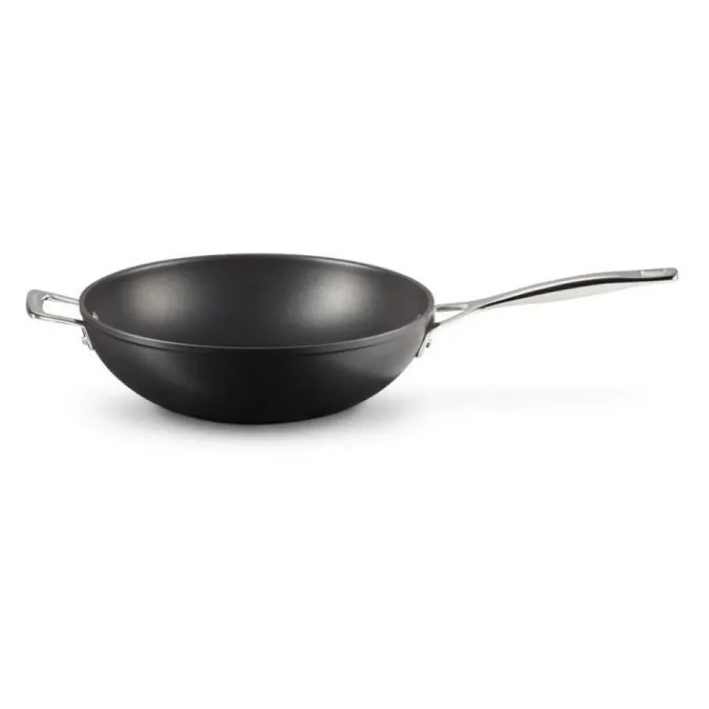 Wokpan met steel - Les Forgées TNS - ø 30 cm / 4.7 liter - standaard anti-aanbaklaag by Le Creuset in Black – product photo 2 of 3