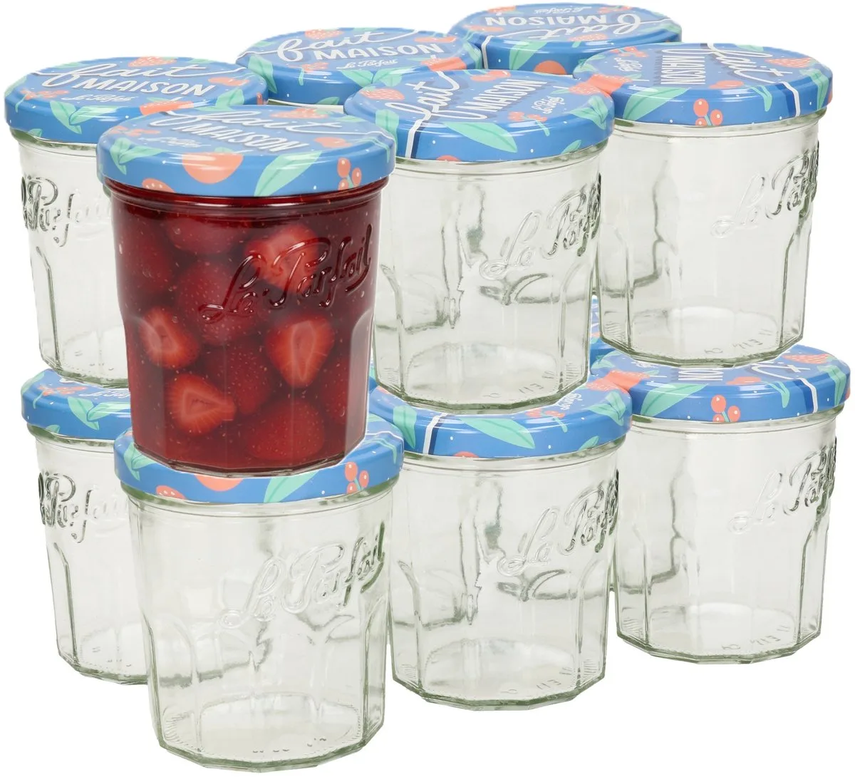 Bewaarpot/voorraadpot - 12x stuks - met schroefdeksel - 324 ml de Le Parfait en Multicolore – photo produit