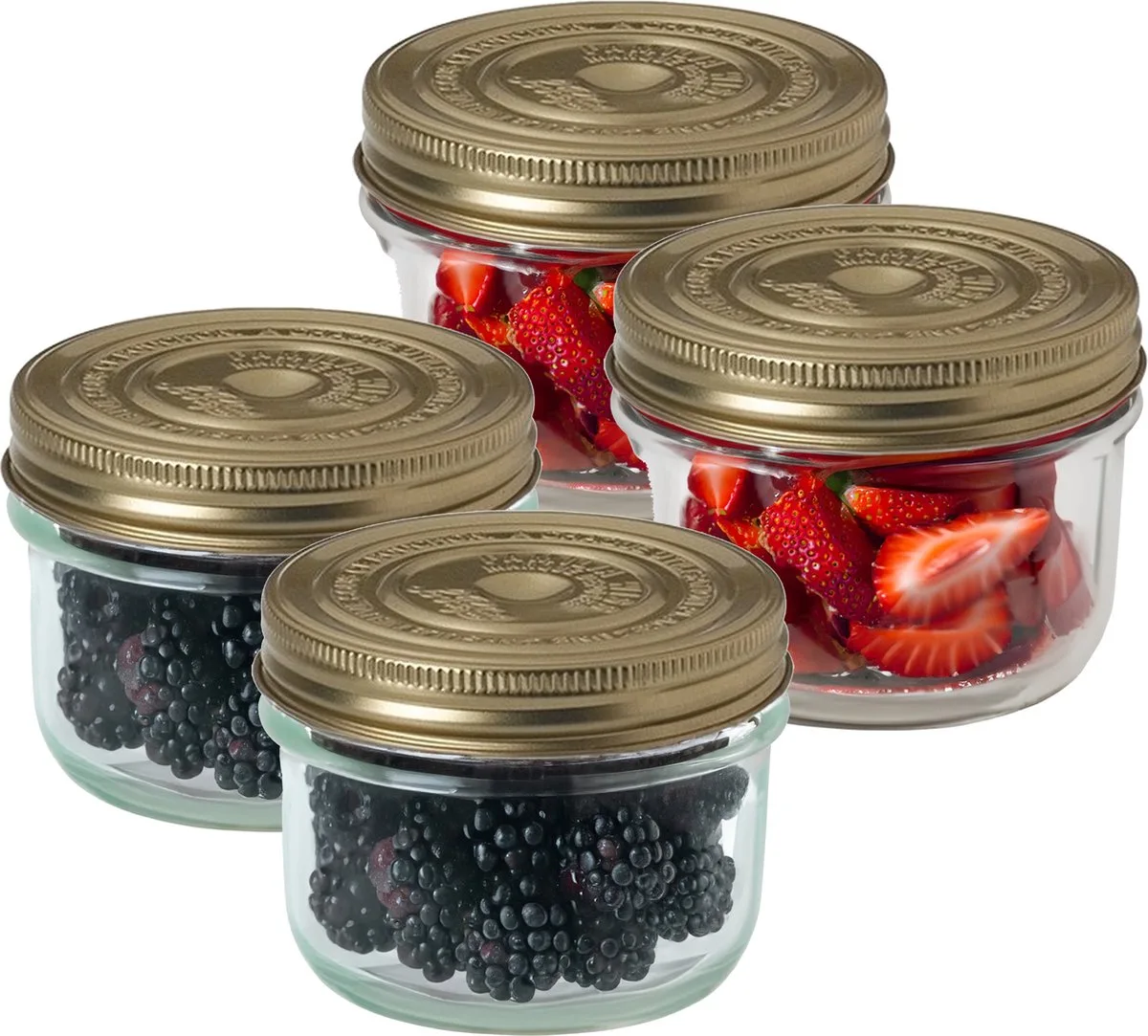 Set van 12x stuks weckpotten/inmaakpotten met schroefdeksel 350 ml - Inmaakpotten - Weckpotten van Le Parfait in Transparant – productfoto