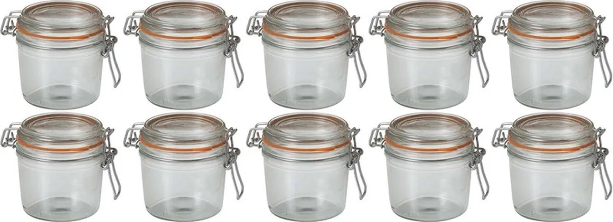 Voorraad/weckpot - 10x - glas - 10 x 8,5 cm - 350 ml fra Le Parfait i Gennemsigtig – produktbillede