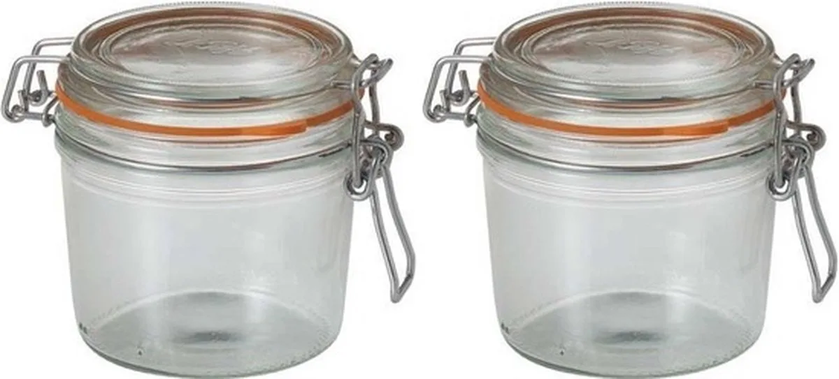 Voorraad/weckpot - 2x - glas - 10 x 8,5 cm - 350 ml van Le Parfait in Transparant – productfoto