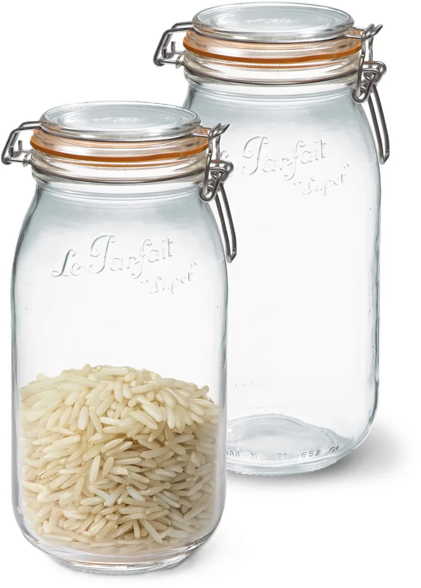 Voorraad/weckpot - 2x - glas - 25,2 x 8,5 cm - 2 L van Le Parfait in Transparant – productfoto