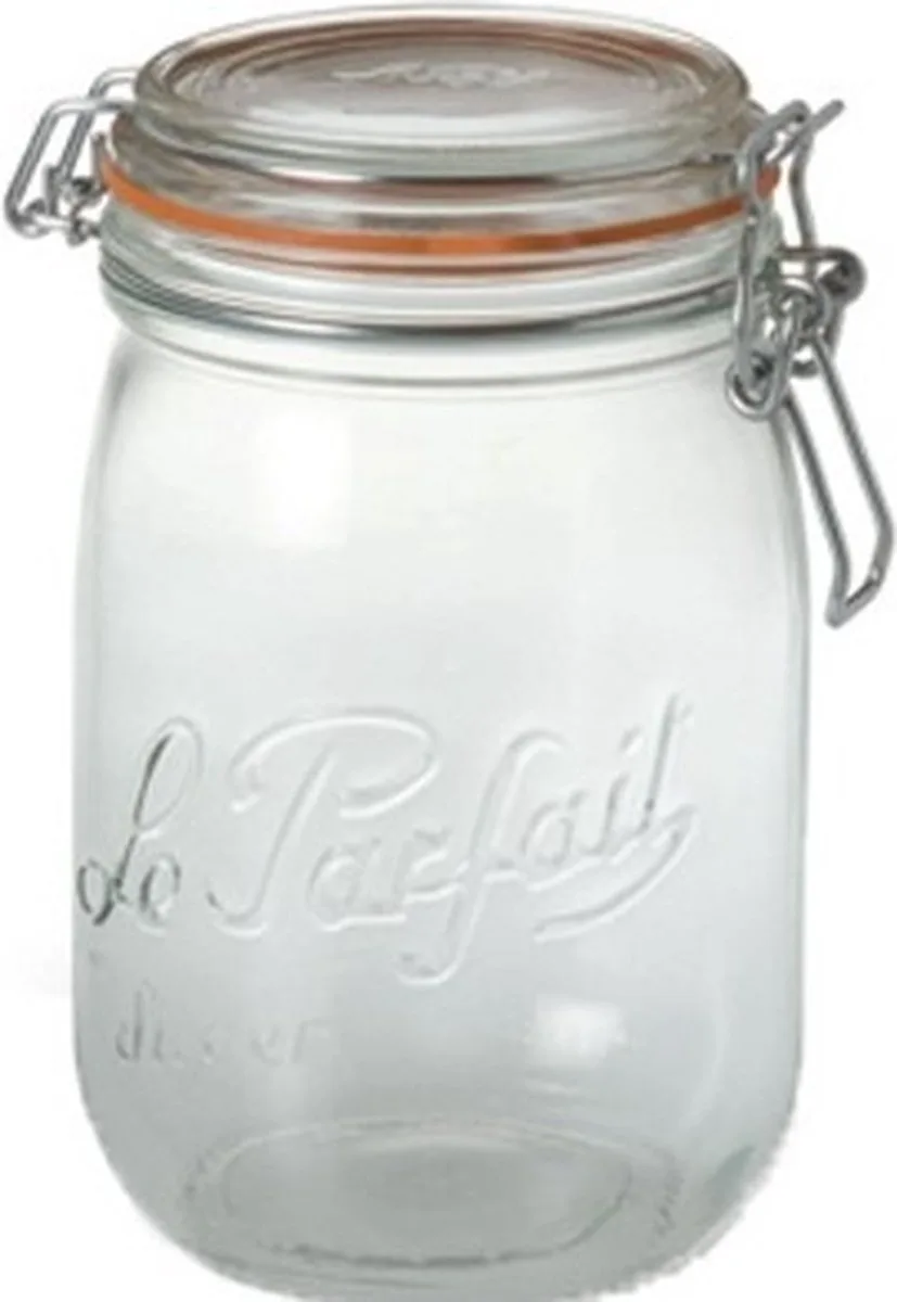 Voorraad/weckpot - 4x - glas - 14,5 x 8,5 cm - 750 ml van Le Parfait in Transparant – productfoto