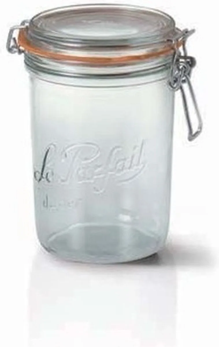 Voorraad/weckpot - 4x - glas - 17,5 x 10 cm - 1 L van Le Parfait in Transparant – productfoto