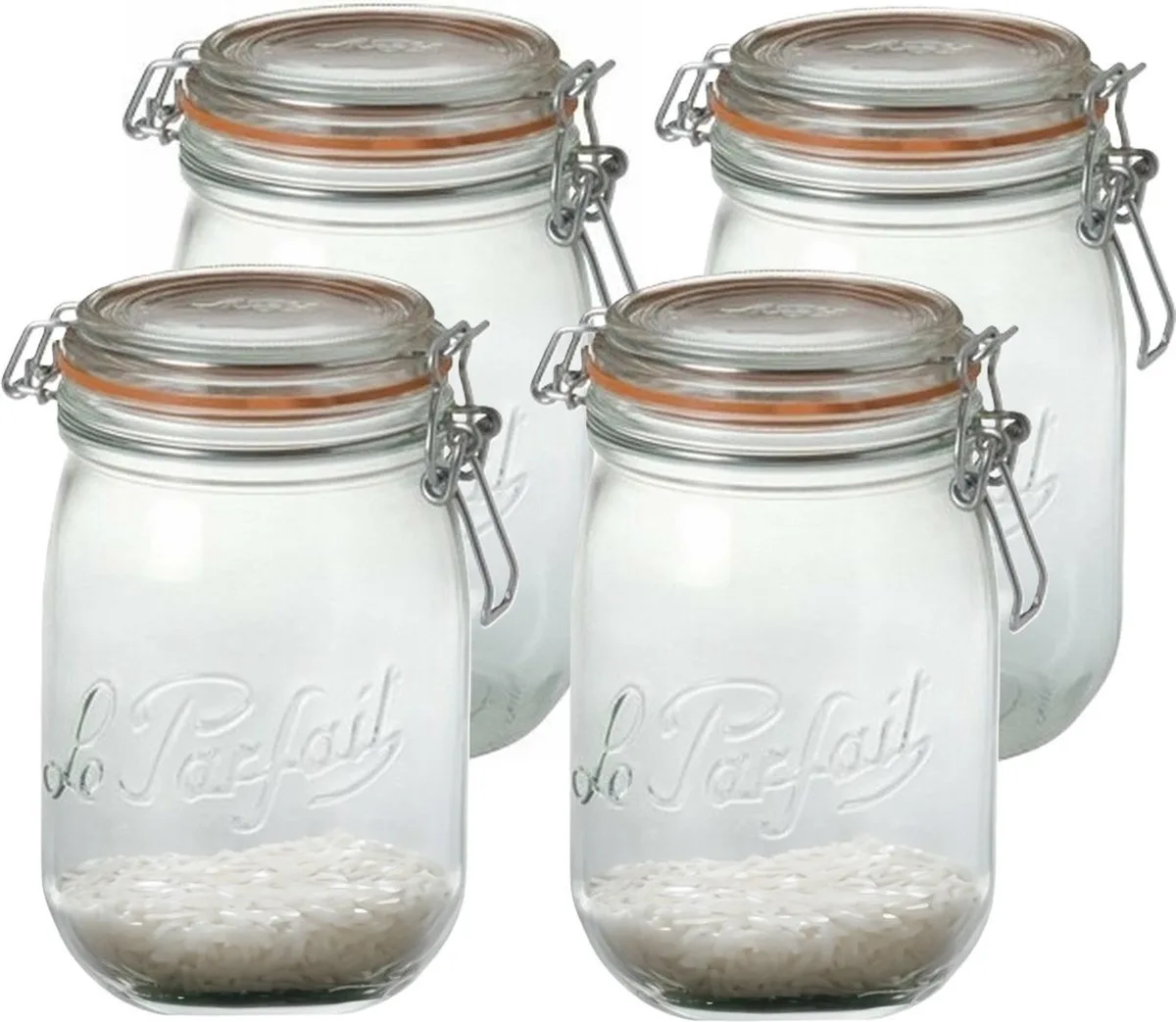 Voorraad/weckpot - 4x - glas - 17,6 x 8,5 cm - 1 L by Le Parfait in Transparent – product photo